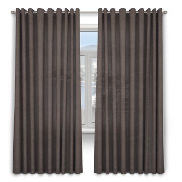 Шторы на люверсах ткань вельвет коричневый