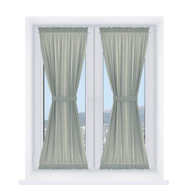 Штора песочные часы «Кортин» выполнена из ткани лён димаут серый