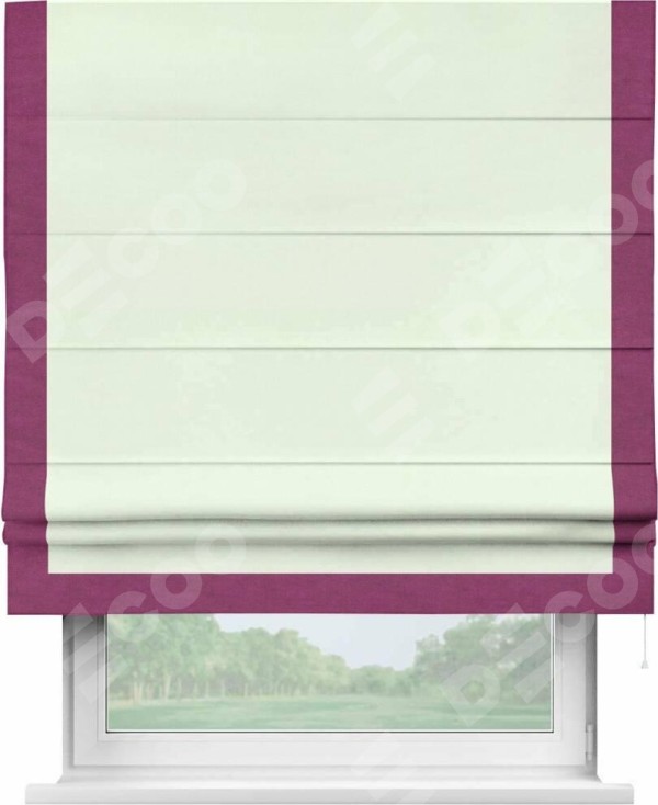 Римская штора «Кортин» с кантом Виктория, для проема, ткань вельвет кремовый