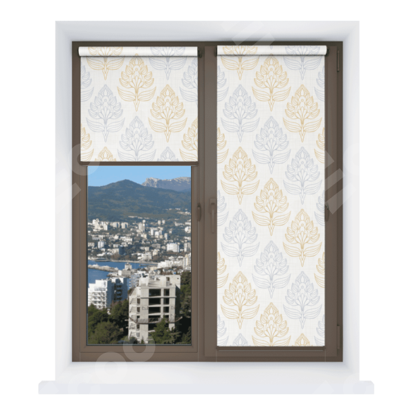 Рулонная штора Мини с принтом Цветочный медальон