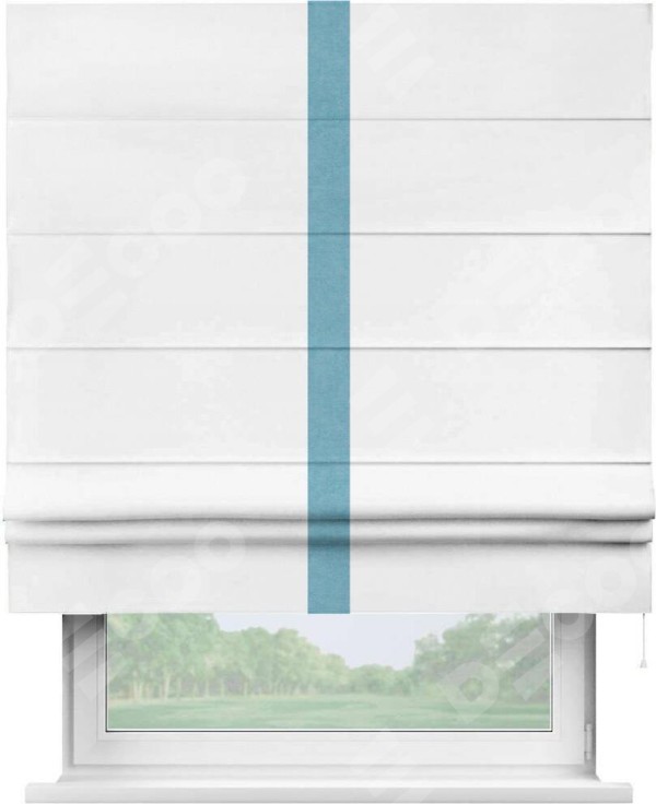 Римская штора «Кортин» с кантом Хайвэй, для проема, ткань вельвет белый