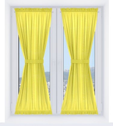 Штора песочные часы «Кортин» вельвет светло-желтый