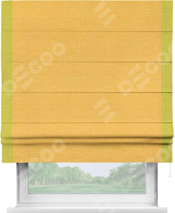 Римская штора «Кортин» с кантом Стрим Дуо, для проема, ткань лён желтый