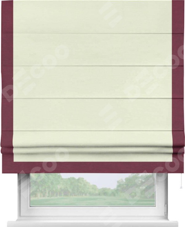 Римская штора «Кортин» с кантом Виктория, для проема, ткань вельвет молочный