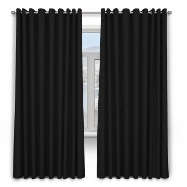 Шторы на люверсах ткань блэкаут однотонный, черный