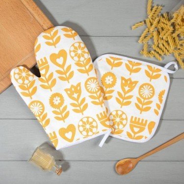 Набор КухонныйЭтель Yellow garden, варежка-прихватка 20х27см, прихватка 19х19см, 100% х/л (МИКС)