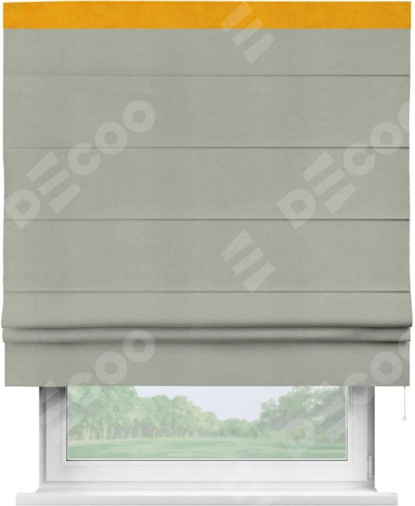 Римская штора «Кортин» с кантом Кинг, для проема, ткань вельвет cветло-серый