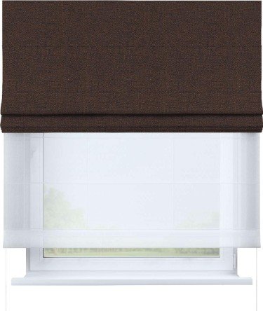 Римская штора «Кортин» день-ночь, ткань лён коричневый