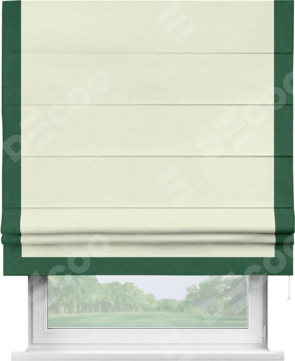 Римская штора «Кортин» с кантом Виктория, для проема, ткань вельвет молочный