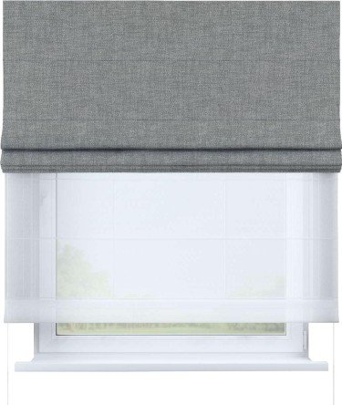 Римская штора «Кортин» день-ночь, ткань рогожка димаут, тёмно-серый