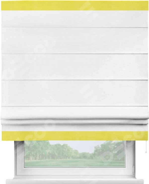 Римская штора «Кортин» с кантом Горизонт, для проема, ткань вельвет дымчато-белый