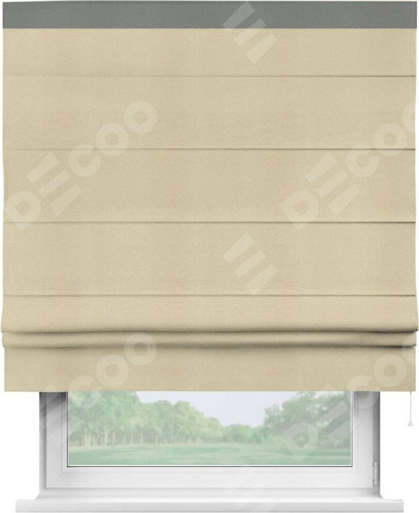 Римская штора «Кортин» с кантом Кинг, для проема, ткань блэкаут однотонный милано латте