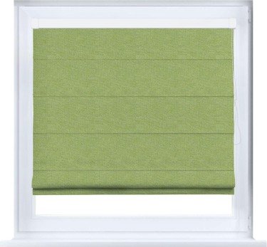 Римская штора «Кортин» кассетная, ткань лён димаут, салатовый