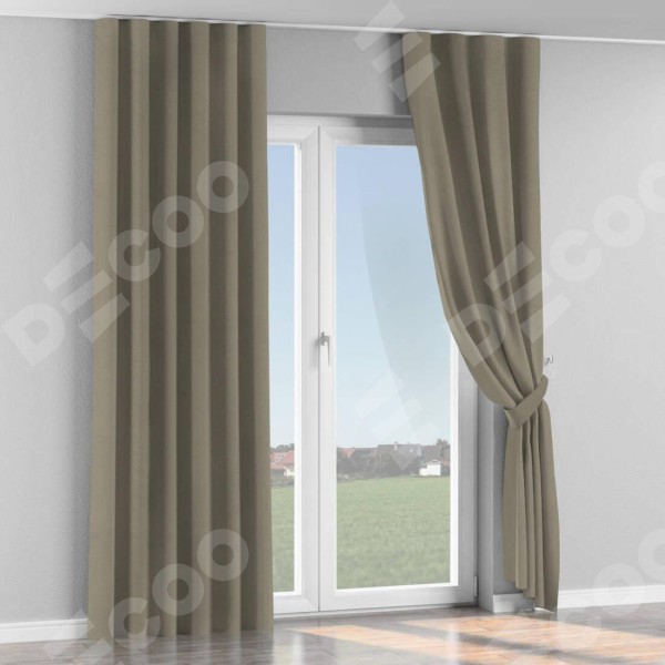 Шторы на тесьме «Волна», бежево-серые, высота от 100 см