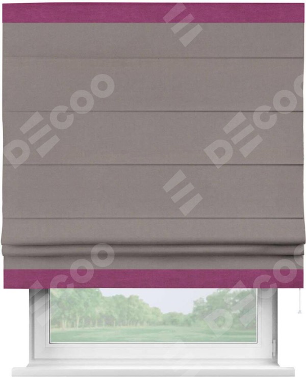 Римская штора «Кортин» с кантом Горизонт, для проема, ткань вельвет темно-бежевый