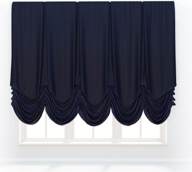 Австрийская штора «Кортин», ткань вельвет тёмно-синий