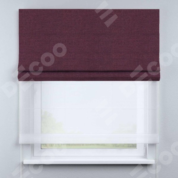 Римская штора «Кортин» день-ночь, ткань лён фиолетовый