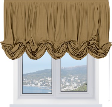 Австрийская штора «Кортин», вельвет горчица