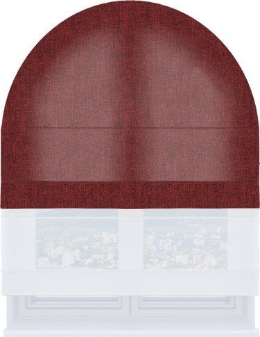 Римская штора «Кортин» день-ночь для арочного проёма, ткань лён кашемир бордовый
