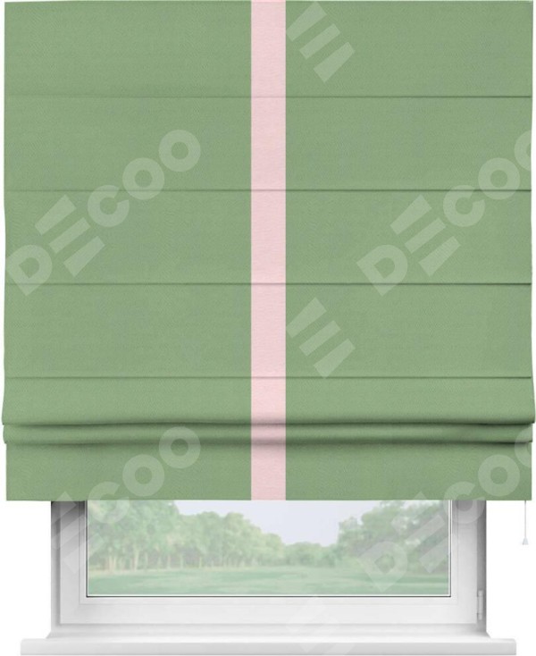 Римская штора «Кортин» с кантом Хайвэй, для проема, ткань блэкаут однотонный оливковый