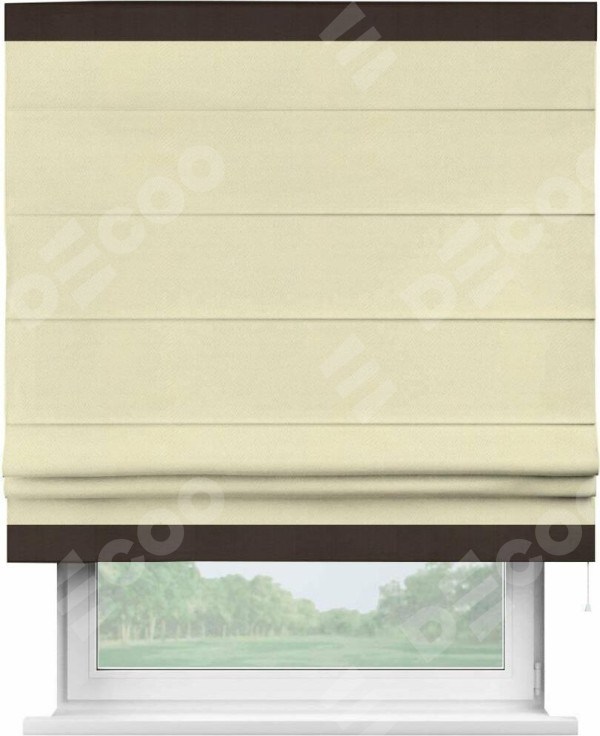 Римская штора «Кортин» с кантом Горизонт, для проема, ткань блэкаут однотонный бежевый
