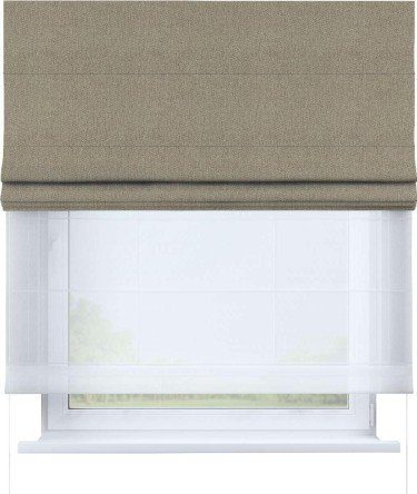 Римская штора «Кортин» день-ночь, ткань твид блэкаут, кофе