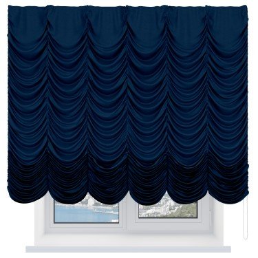 Французская штора «Кортин», вельвет тёмно-синий