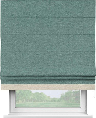 Римская штора «Кортин» с кантом Джестер, для проема, ткань стиф димаут бирюзовый