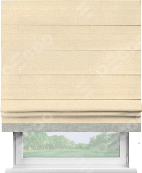 Римская штора «Кортин» с кантом Джестер, для проема, лён, выполнена в  бежевом цвете