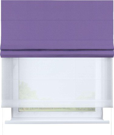 Римская штора «Кортин» день-ночь, ткань блэкаут однотонный, сиреневый