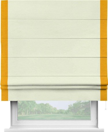 Римская штора «Кортин» с кантом Стрим Дуо, для проема, ткань вельвет молочный