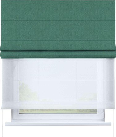 Римская штора «Кортин» день-ночь, ткань блэкаут с блеском изумрудный