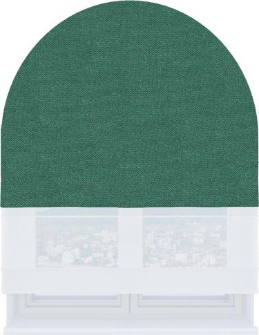 Римская штора «Кортин», лён димаут светло-бирюзовый, день-ночь для арочного проёма