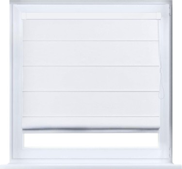 Римская штора «Кортин» кассетная, ткань вельвет дымчато-белый