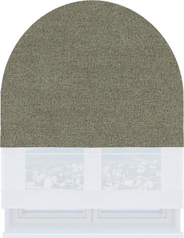 Римская штора «Кортин» день-ночь для арочного проёма, лён блэкаут шампань