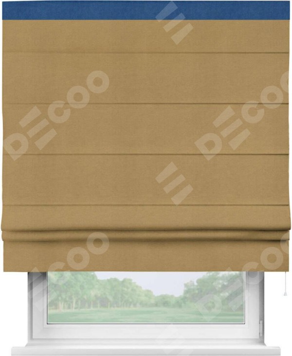 Римская штора «Кортин» с кантом Кинг, для проема, ткань вельвет горчица