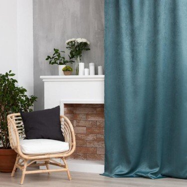 Штора портьерная Этель "Классика" цв.бирюзовый, 250*265 см, 100% п/э