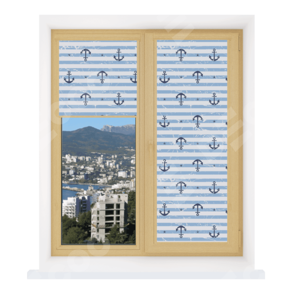 Рулонная штора Уни 2 с принтом Полоски и якори