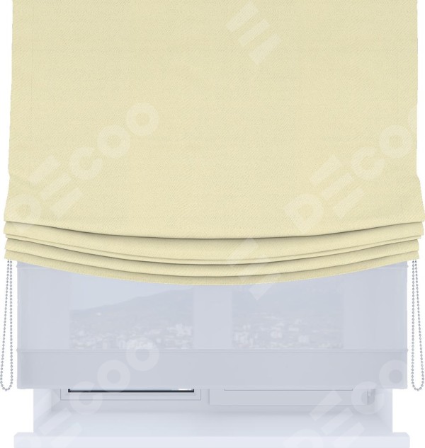 Римская штора «Кортин», день-ночь с мягкими складками, блэкаут однотонный бежевый