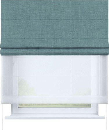 Римская штора двойная «Кортин» день-ночь, ткань лён, голубой цвет