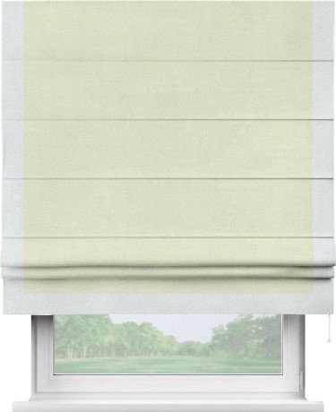 Римская штора «Кортин» с кантом Виктория, для проема, ткань блэкаут однотонный сливочный