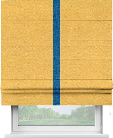 Римская штора «Кортин» с кантом Хайвэй, для проема, ткань лён желтый