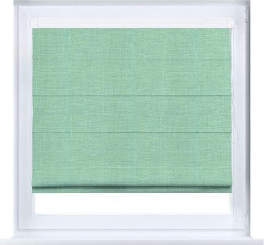 Римская штора «Кортин» кассетная, ткань лён светло-бирюзовый