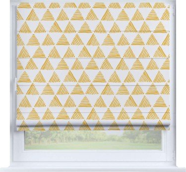 Римская штора «Кортин» на створку «Желтые треугольники»