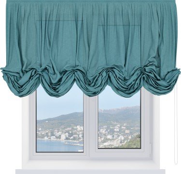 Австрийская штора «Кортин», лён бирюза