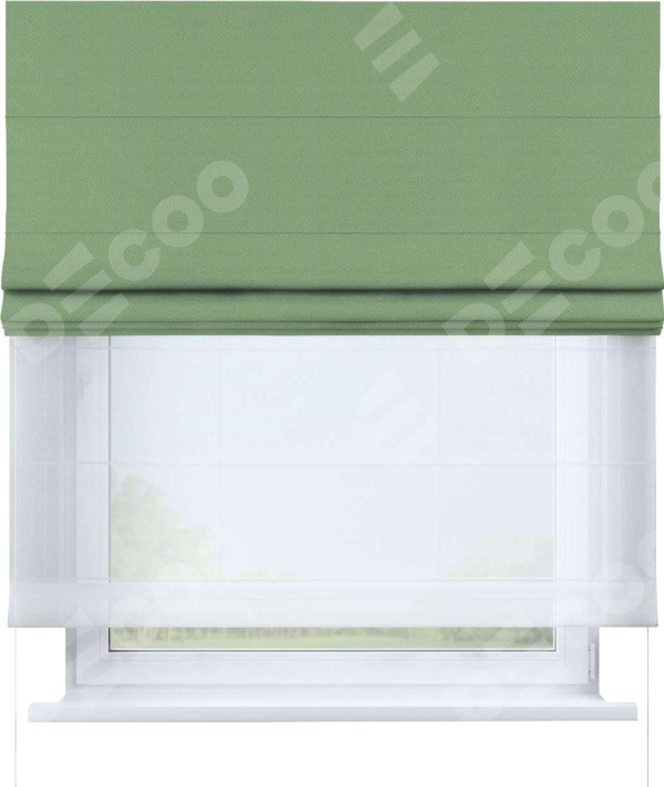 Римская штора «Кортин» день-ночь, ткань блэкаут однотонный, оливковый