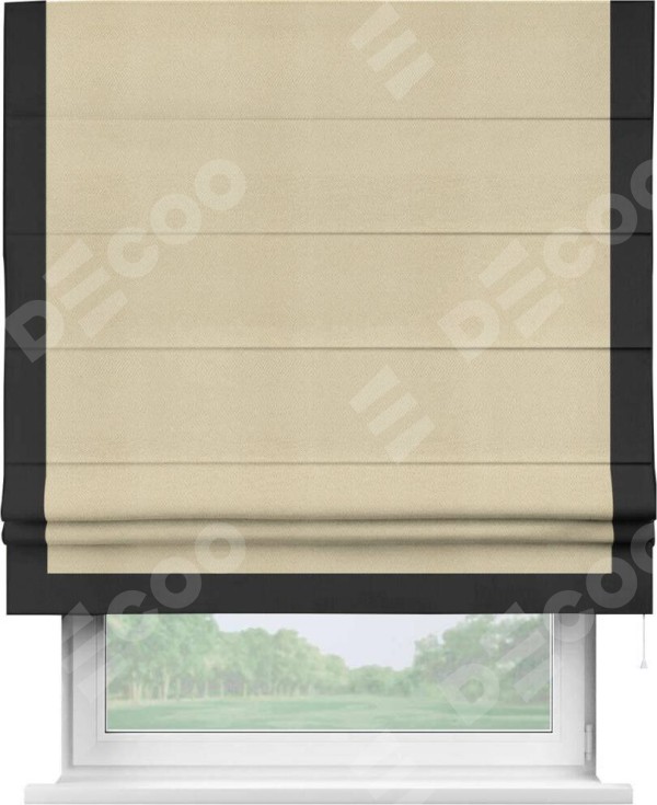 Римская штора «Кортин» с кантом Виктория, для проема, ткань блэкаут однотонный милано латте