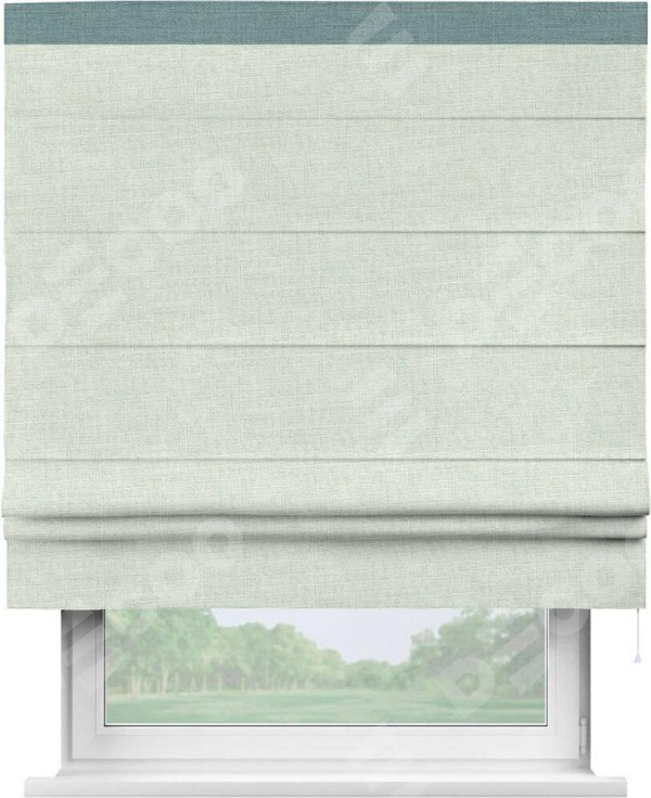 Римская штора «Кортин» для проёма, лён топлёное молоко, с кантом Кинг