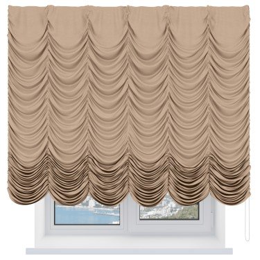 Французская штора «Кортин», вельвет песочный