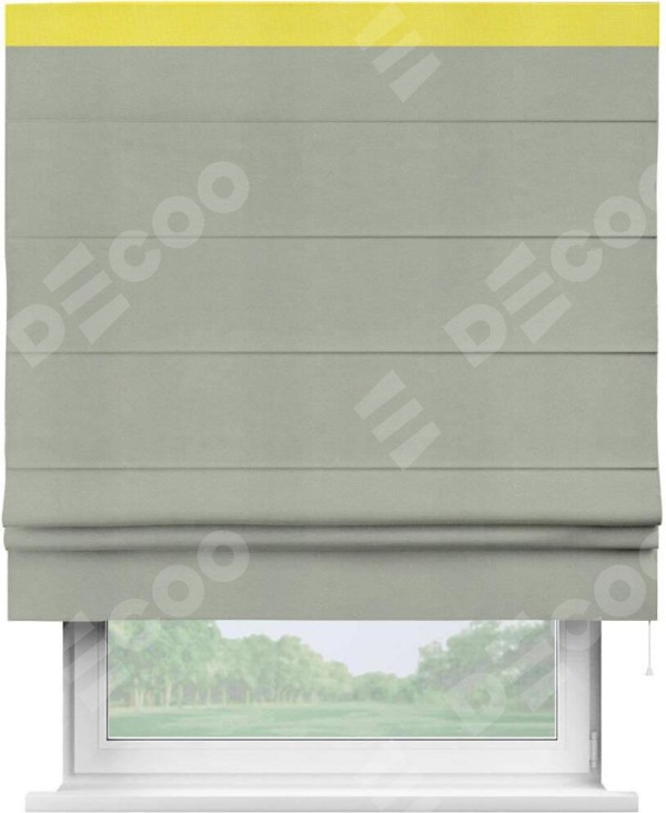 Римская штора «Кортин» с кантом Кинг, для проема, ткань вельвет cветло-серый